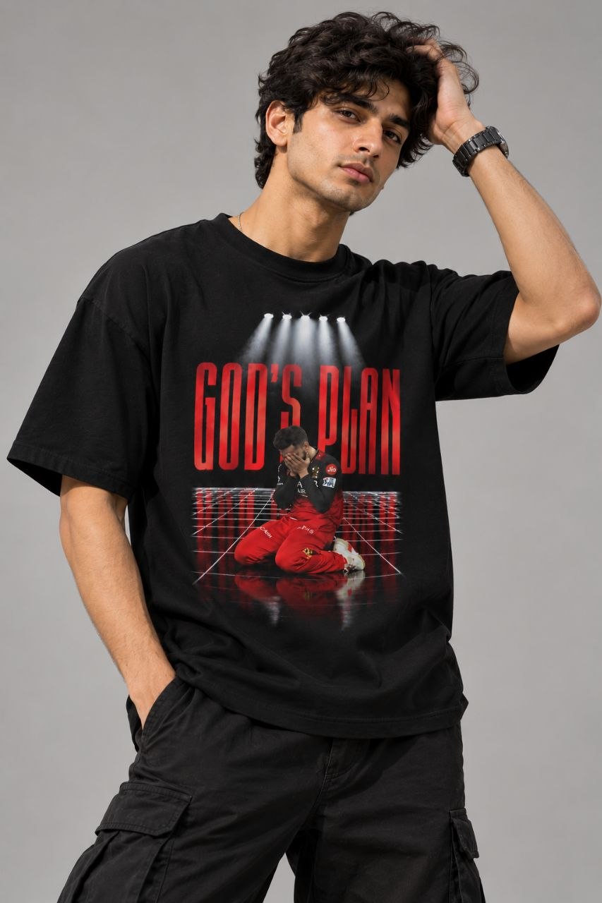 GOD’S PLAN — Virat Kohli Inspired Oversized T-Shirt